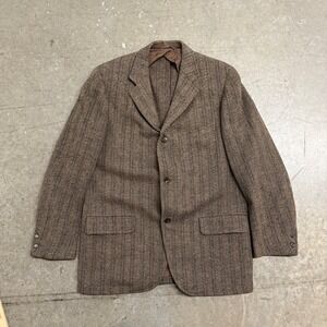 Southwick The Oxford Shop Mens Brown Herringbone Tweed Wool Blazer Sport Coat